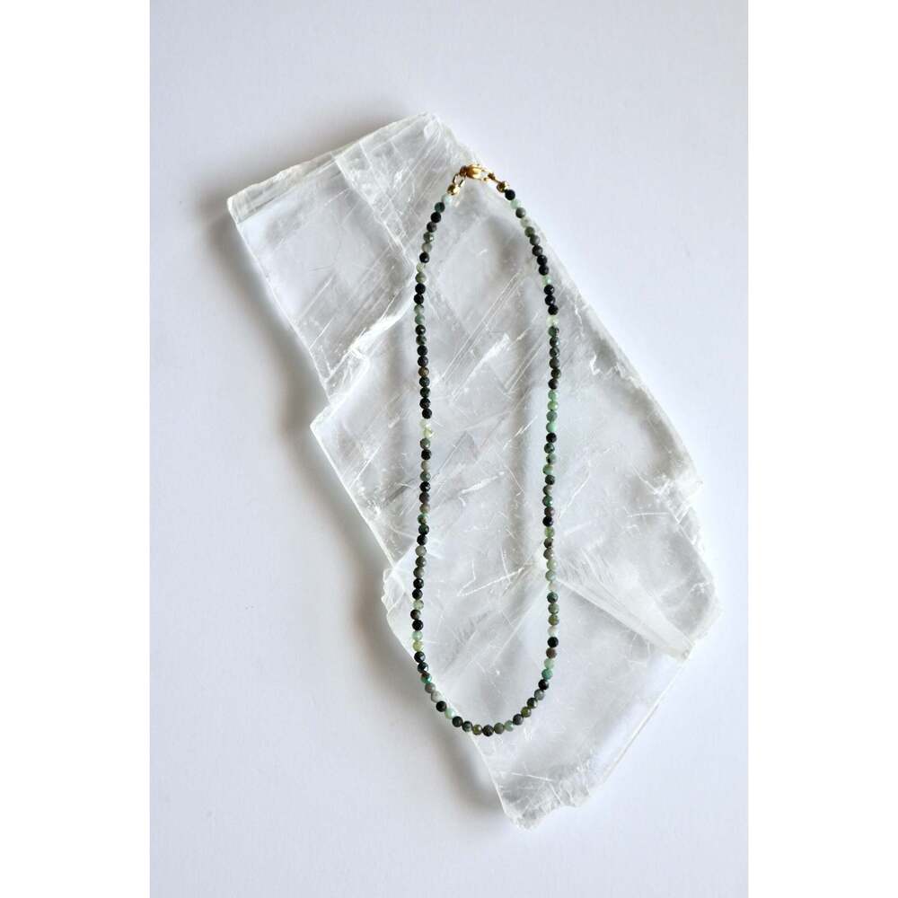 Esmira – Faceted Emerald Beaded Necklace - 16in